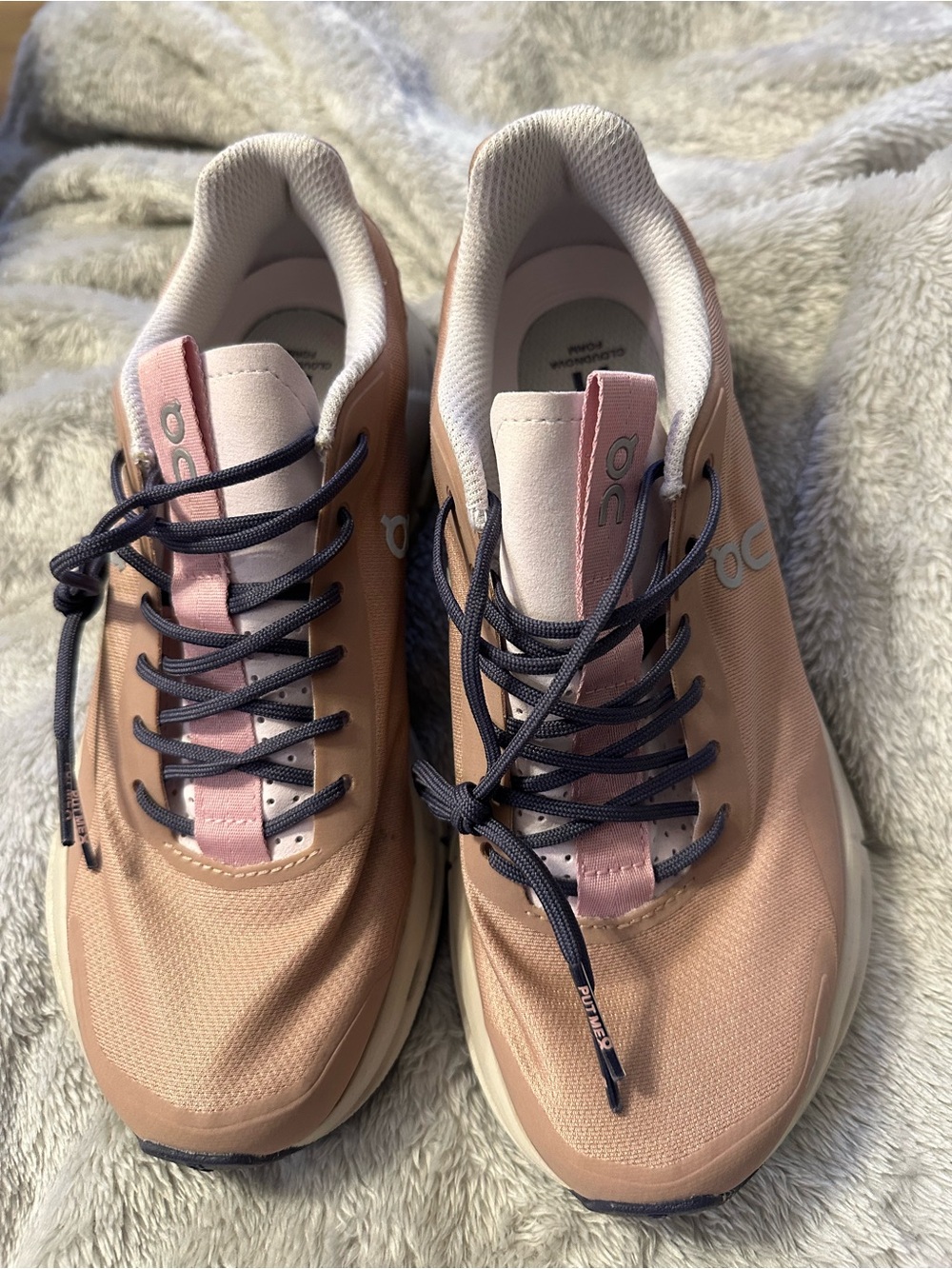 On Running Women's Pink and Navy Lace-Up Sneakers